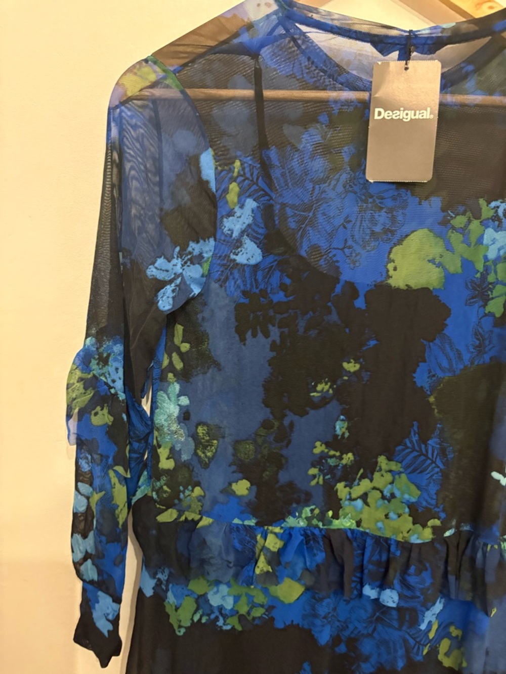 Desigual Blue and Black Floral Midi Dress - Picture 6 of 7